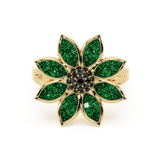 Flowever Green Garnet Ring