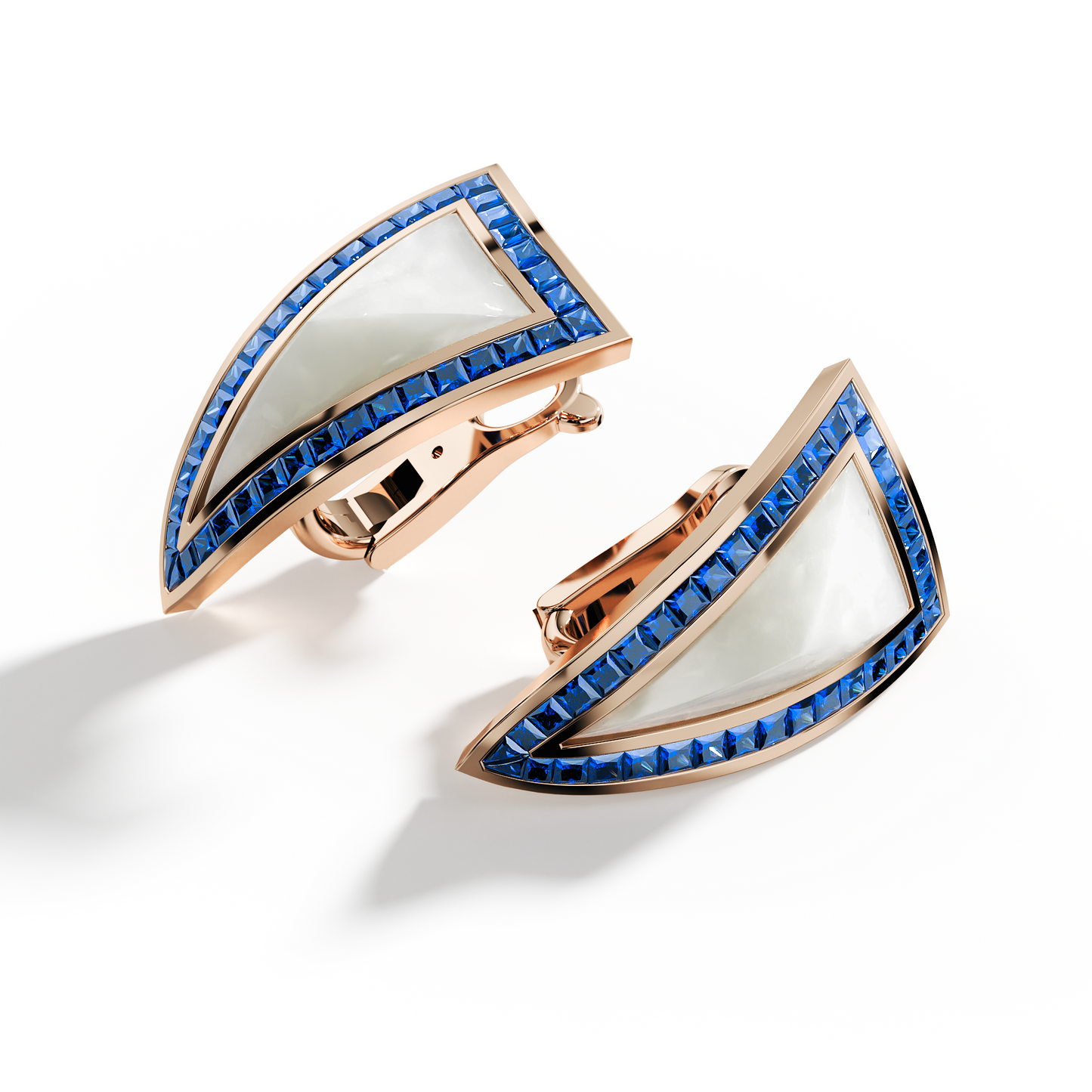 Pyramid Earring Blue Sapphire
