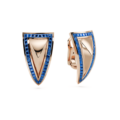 Pyramid Earring Blue Sapphire