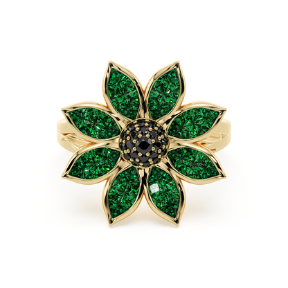 Flowever Green Garnet Ring
