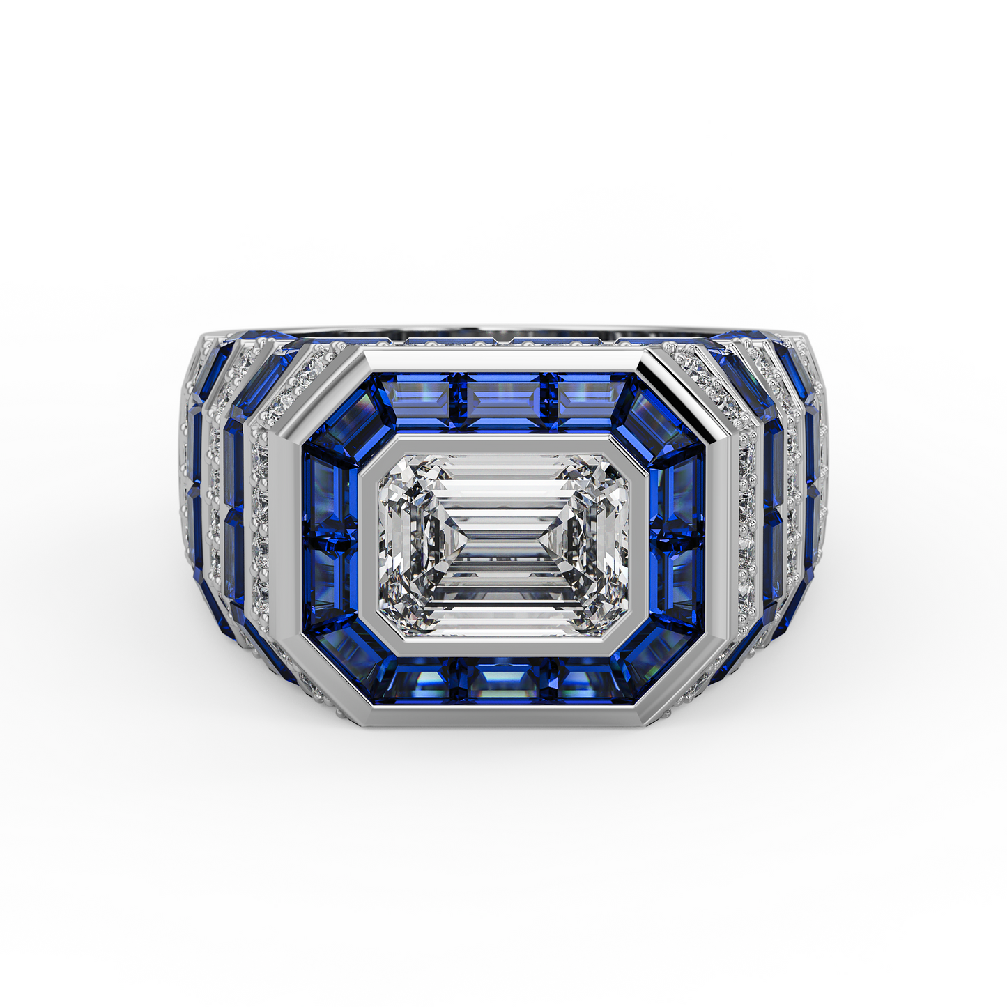 Power Blue Sapphire and Diamond Ring