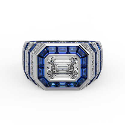 Power Blue Sapphire and Diamond Ring