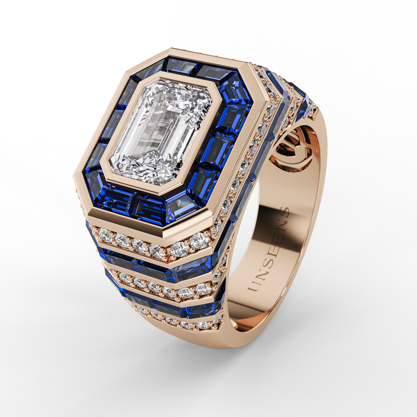 Power Blue Sapphire and Diamond Ring