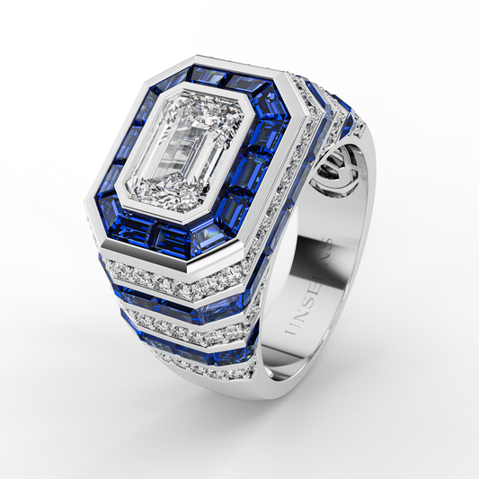 Power Blue Sapphire and Diamond Ring