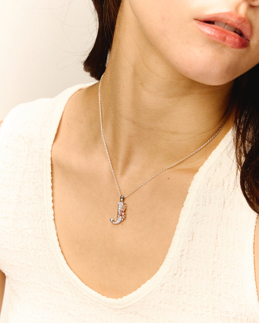 18K Gold Initial Pendant “J” with Diamond – Everbloom Collection