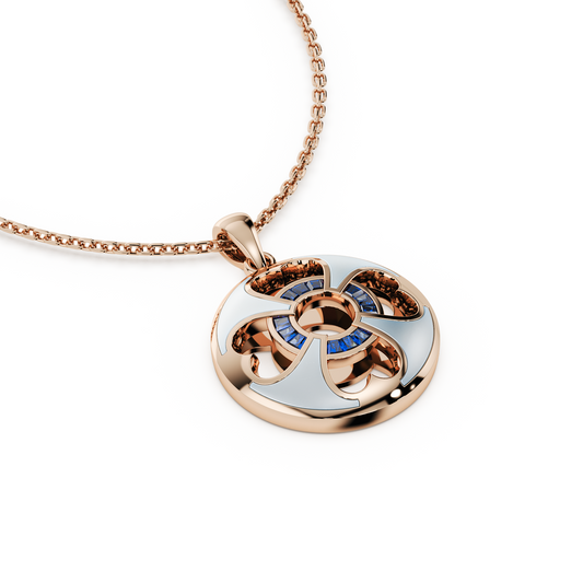 Unseens Lucky pendant in 18k rose gold with blue sapphire