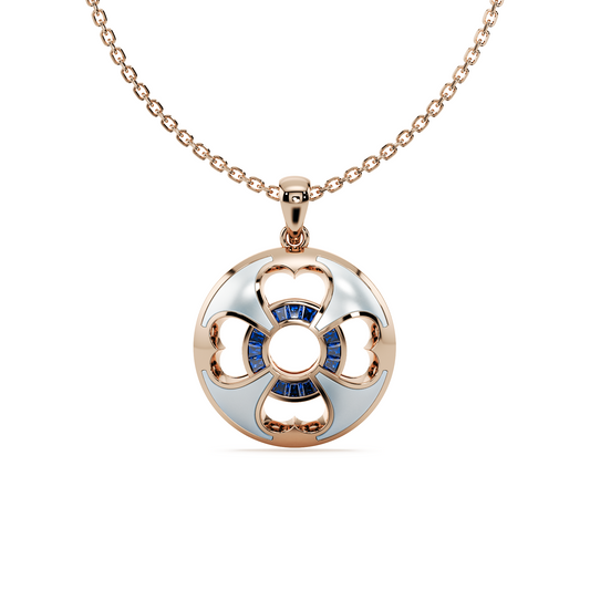 Unseens Lucky pendant in 18k rose gold with blue sapphire