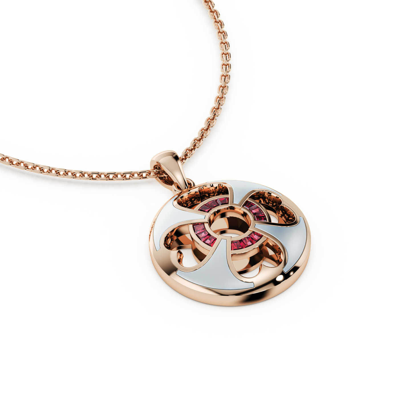 Unseens Lucky pendant in 18k rose gold with ruby