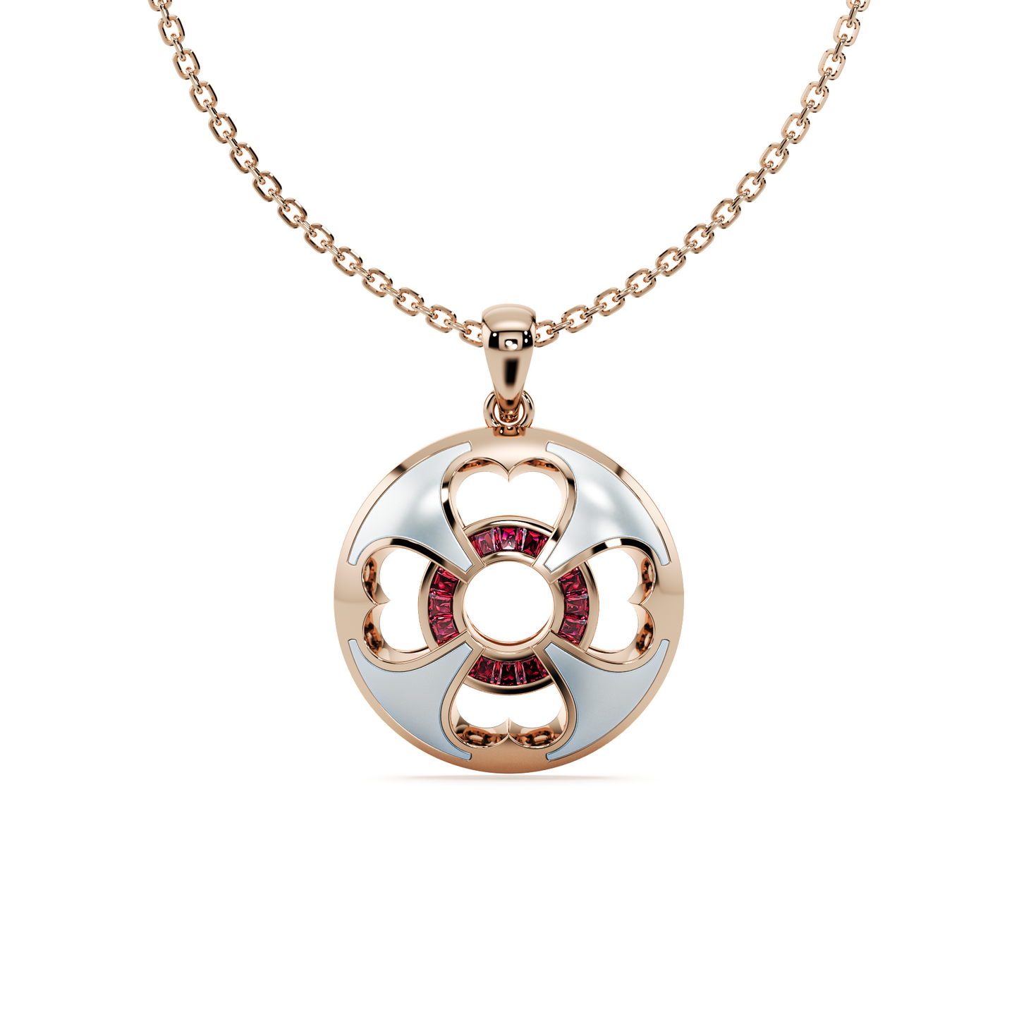 Unseens Lucky pendant in 18k rose gold with ruby