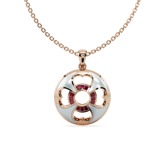 Unseens Lucky pendant in 18k rose gold with ruby